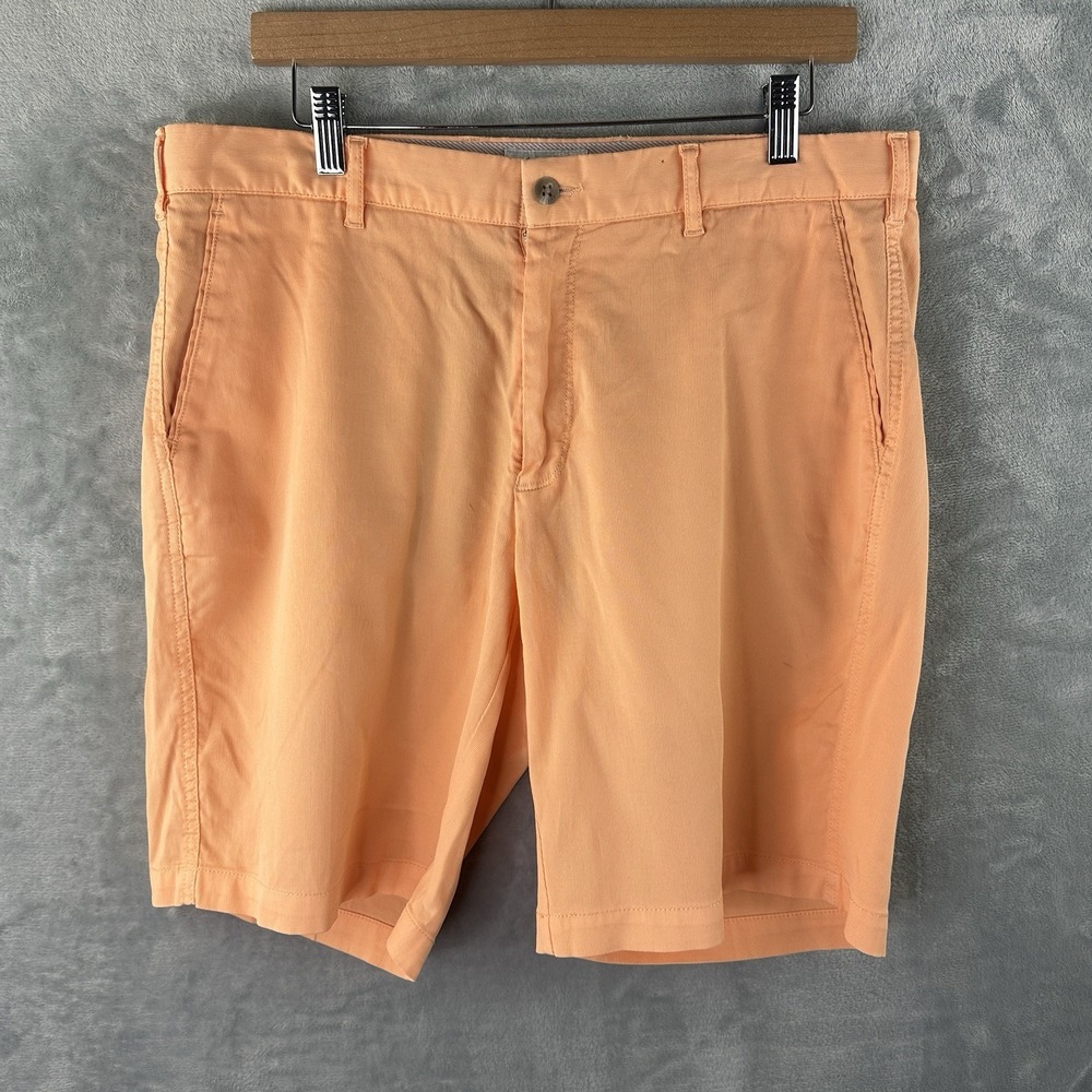 Peter Millar Mens Shorts Size 34 Orange Chino Casual Flat Front